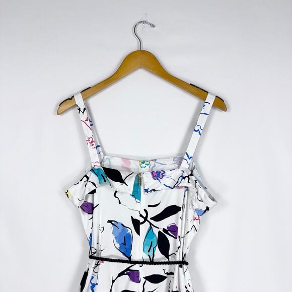Karl Lagerfield Women's Artsy Maximalist Midi Dress Size 10 White Rainbow - Picture 10 of 16